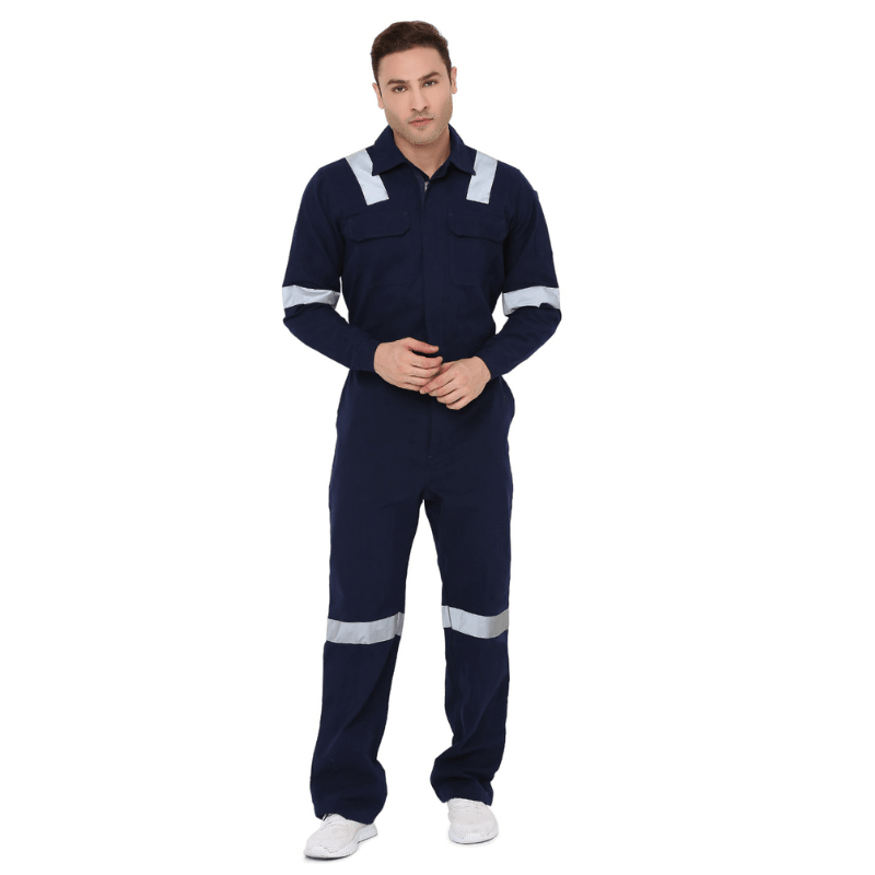 Boiler Suit Coverall with Reflective Tape 240GSM, 100% cotton - Uwears®