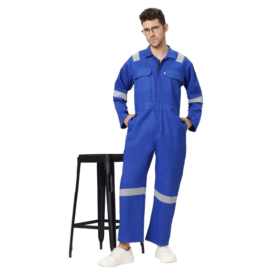 Boiler Suit Coverall with Reflective Tape 240GSM, 100% cotton - Uwears®