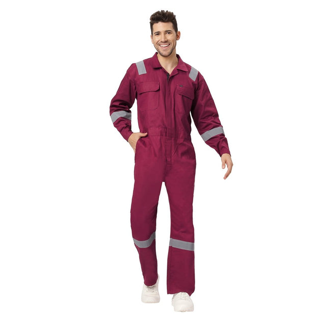 Boiler Suit Coverall with Reflective Tape 240GSM, 100% cotton - Uwears®