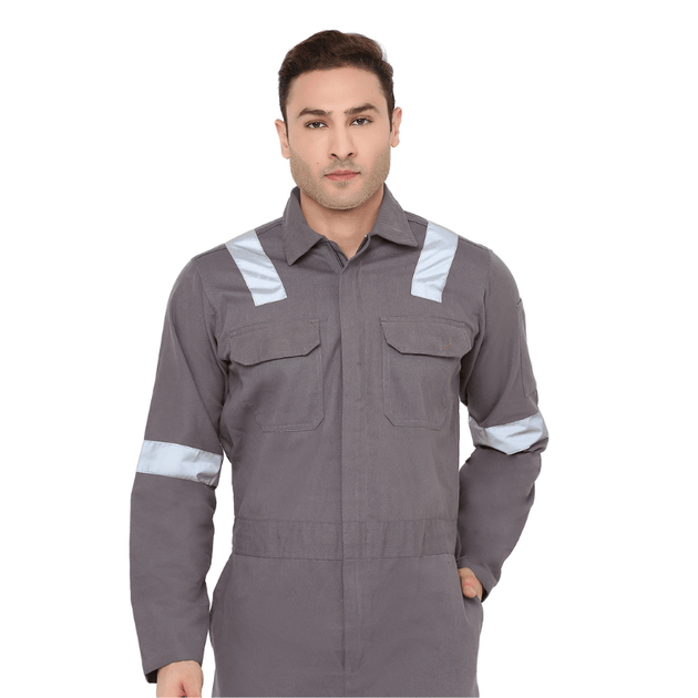 Boiler Suit Coverall with Reflective Tape 240GSM, 100% cotton - Uwears®