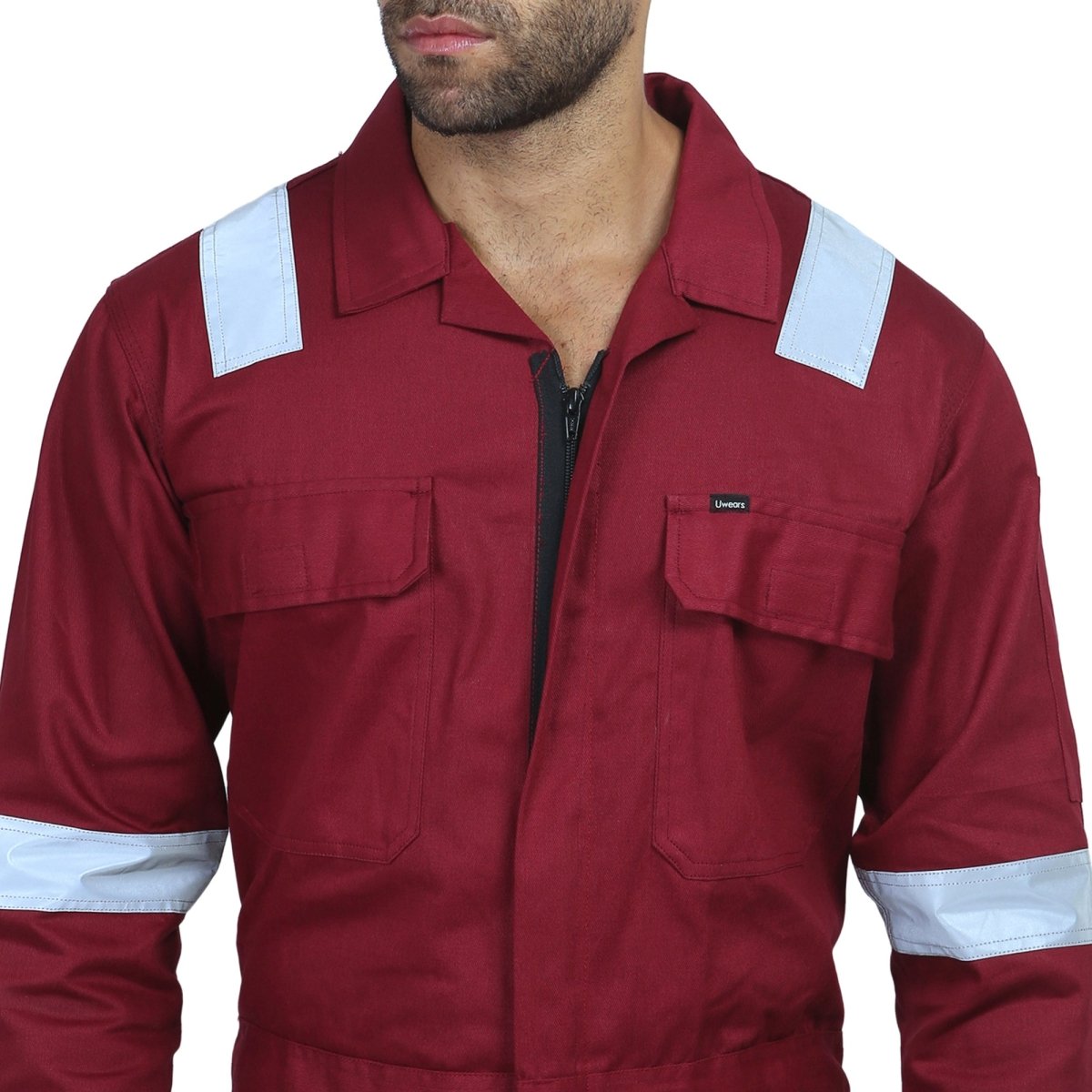 Boiler Suit Coverall with Reflective Tape 240GSM, 100% cotton - Uwears®