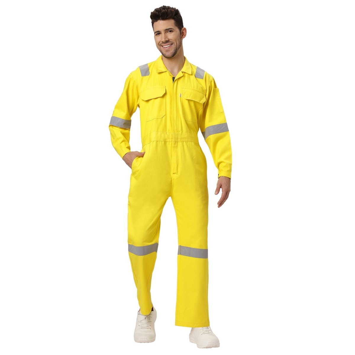 Boiler Suit Coverall with Reflective Tape 240GSM, 100% cotton - Uwears®