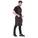 Coffee brown leather strap apron on model — barista and chef uniform