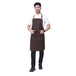 Coffee brown leather strap apron back view showing waist tie