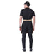 Khaki leather strap apron on model — barista and chef uniform