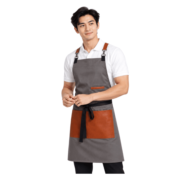 Classic CrossBack Apron with Leather Strap (Grey) - Uwears®