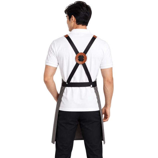 Classic CrossBack Apron with Leather Strap (Grey) - Uwears®