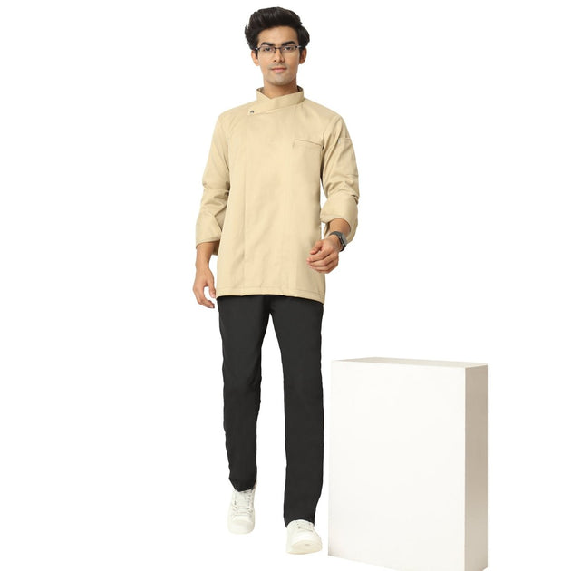 Classic Flex Chef Coat (Beige) - Free Embroidery - Uwears®