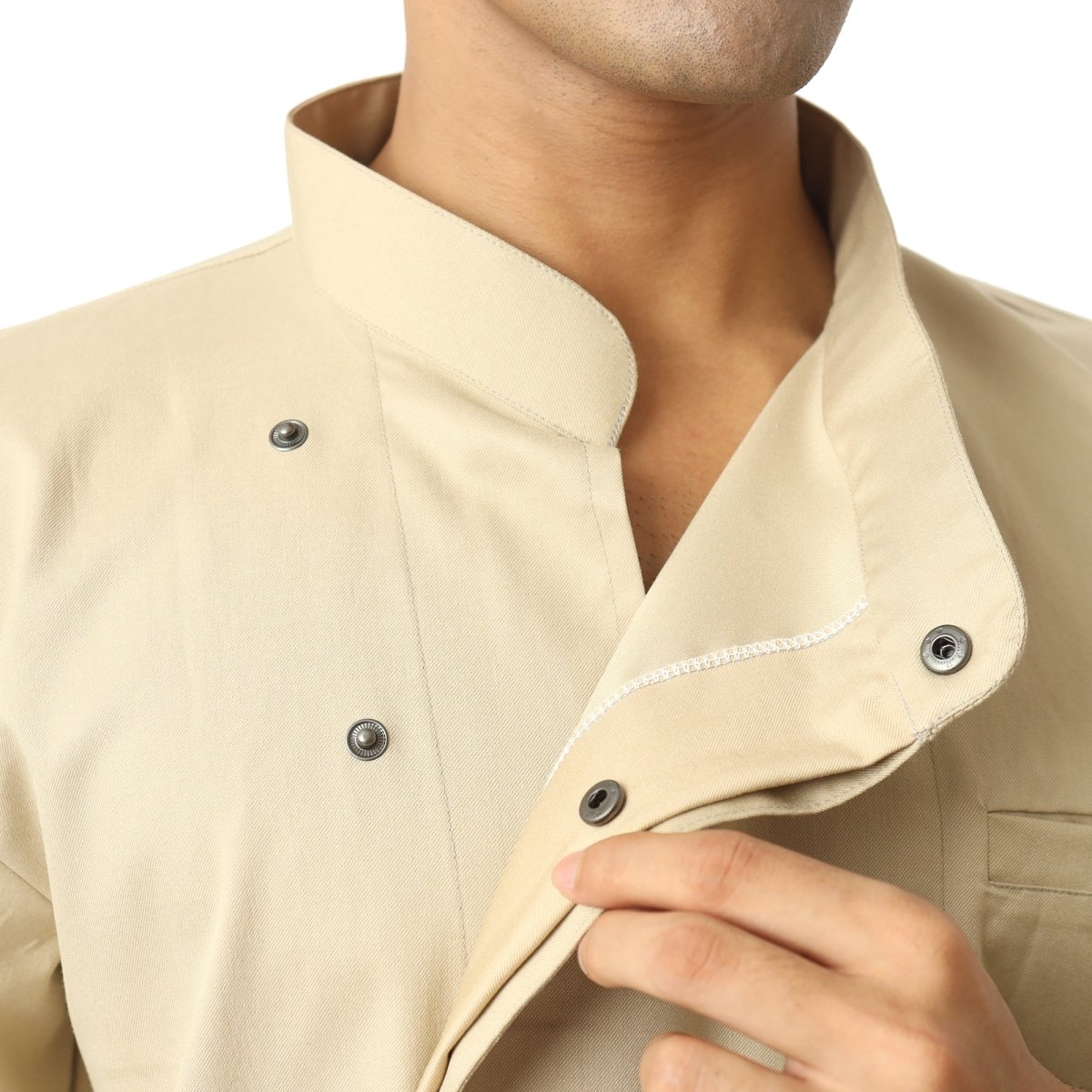 Classic Flex Chef Coat (Beige) - Free Embroidery - Uwears®