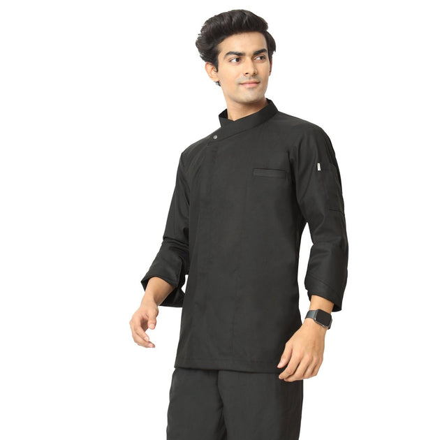 Classic Flex Zipper Chef Coat (Black) - Uwears®