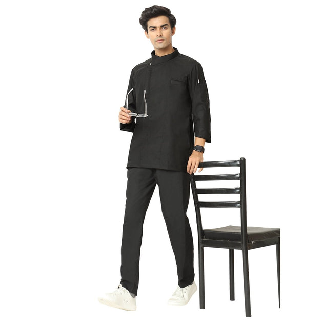 Classic Flex Zipper Chef Coat (Black) - Uwears®