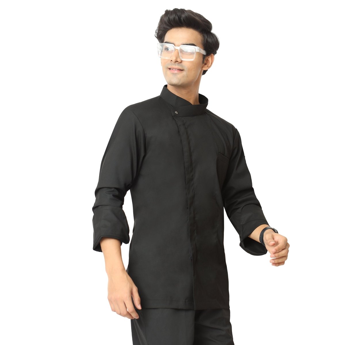 Classic Flex Zipper Chef Coat (Black) - Uwears®