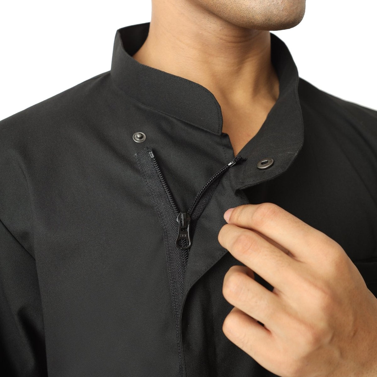 Classic Flex Zipper Chef Coat (Black) - Uwears®