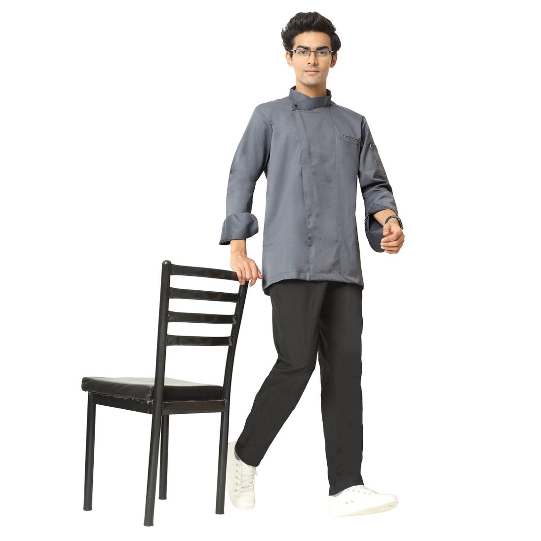 Classic Flex Zipper Chef Coat (Grey) - Free Embroidery - Uwears®