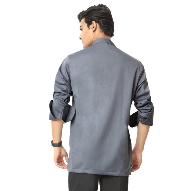 Classic Flex Zipper Chef Coat (Grey) - Free Embroidery - Uwears®