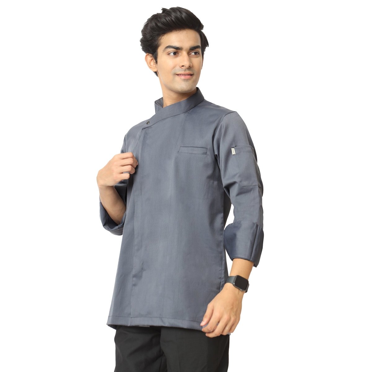 Classic Flex Zipper Chef Coat (Grey) - Free Embroidery - Uwears®