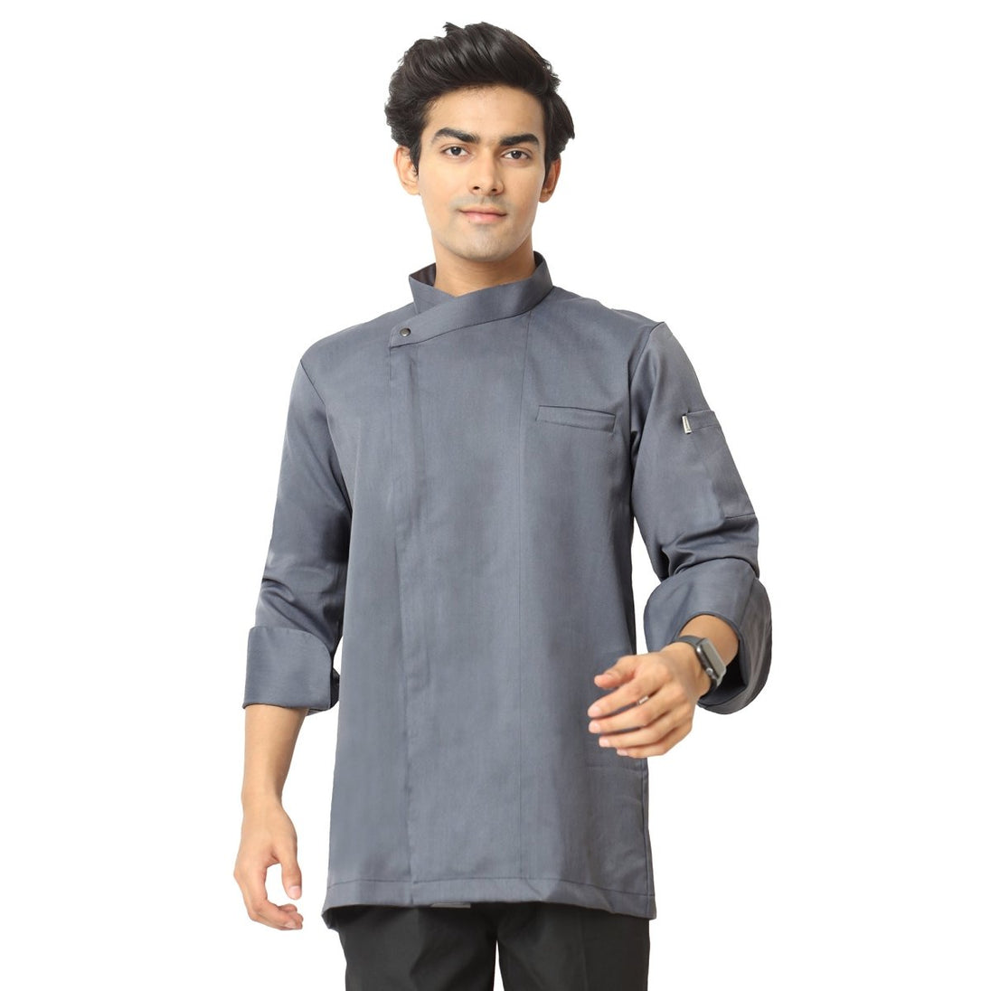 Classic Flex Zipper Chef Coat (Grey) - Free Embroidery - Uwears®