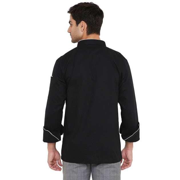 Classic Full Sleeve Chef Coat (Black/White) - Free Embroidery - Uwears®