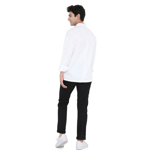 Classic Full Sleeve Chef Coat (White/Black) - Free Embroidery - Uwears®
