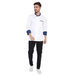Classic Full Sleeve Chef Coat (White/Blue) - Free Embroidery - Uwears®