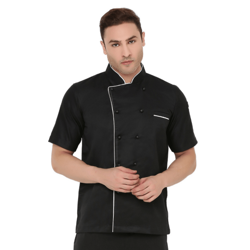 Classic Half Sleeve Chef Coat (Black/White) - Free Embroidery - Uwears®