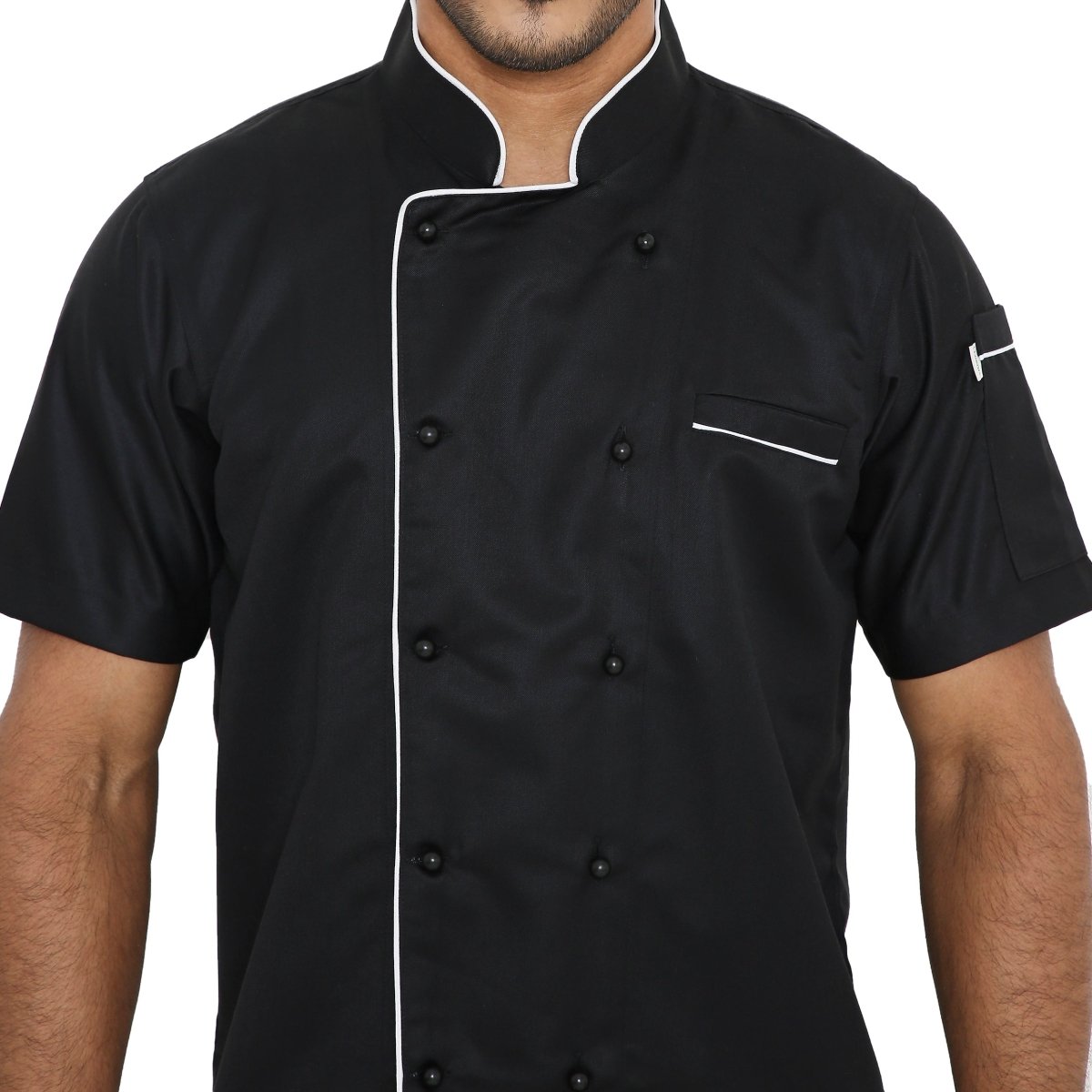 Classic Half Sleeve Chef Coat (Black/White) - Free Embroidery - Uwears®