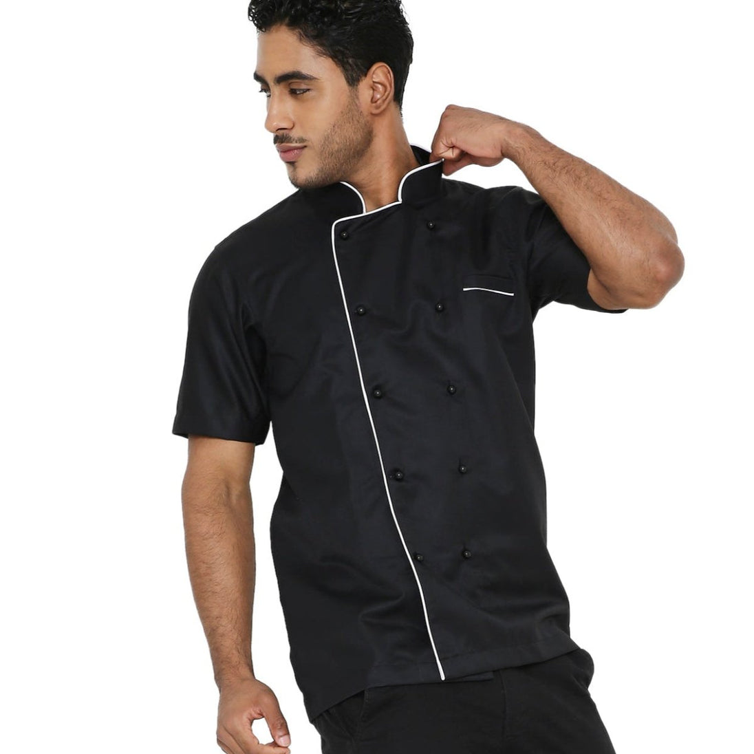 Classic Half Sleeve Chef Coat (Black/White) - Free Embroidery - Uwears®