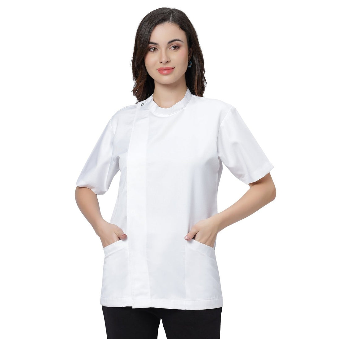 Classic Half Sleeve Chef Coat Snap Button (White) - Free Embroidery - Uwears®