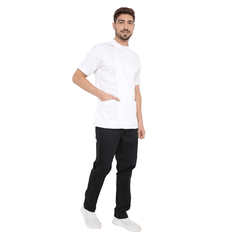 Classic Half Sleeve Chef Coat Snap Button (White) - Free Embroidery - Uwears®