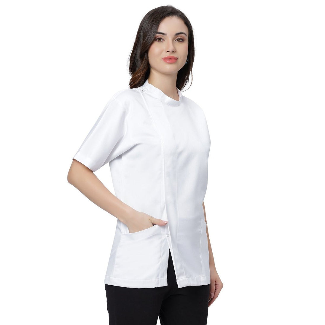 Classic Half Sleeve Chef Coat Snap Button (White) - Free Embroidery - Uwears®