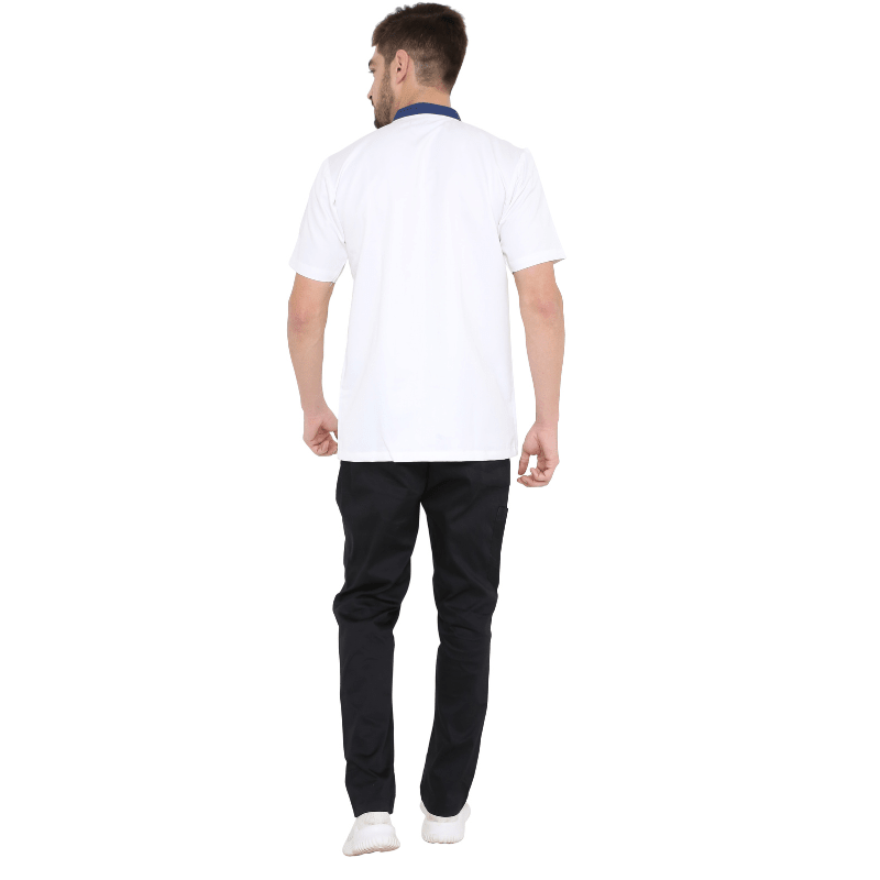 Classic Half Sleeve Chef Coat (White/Blue) - Free Embroidery - Uwears®