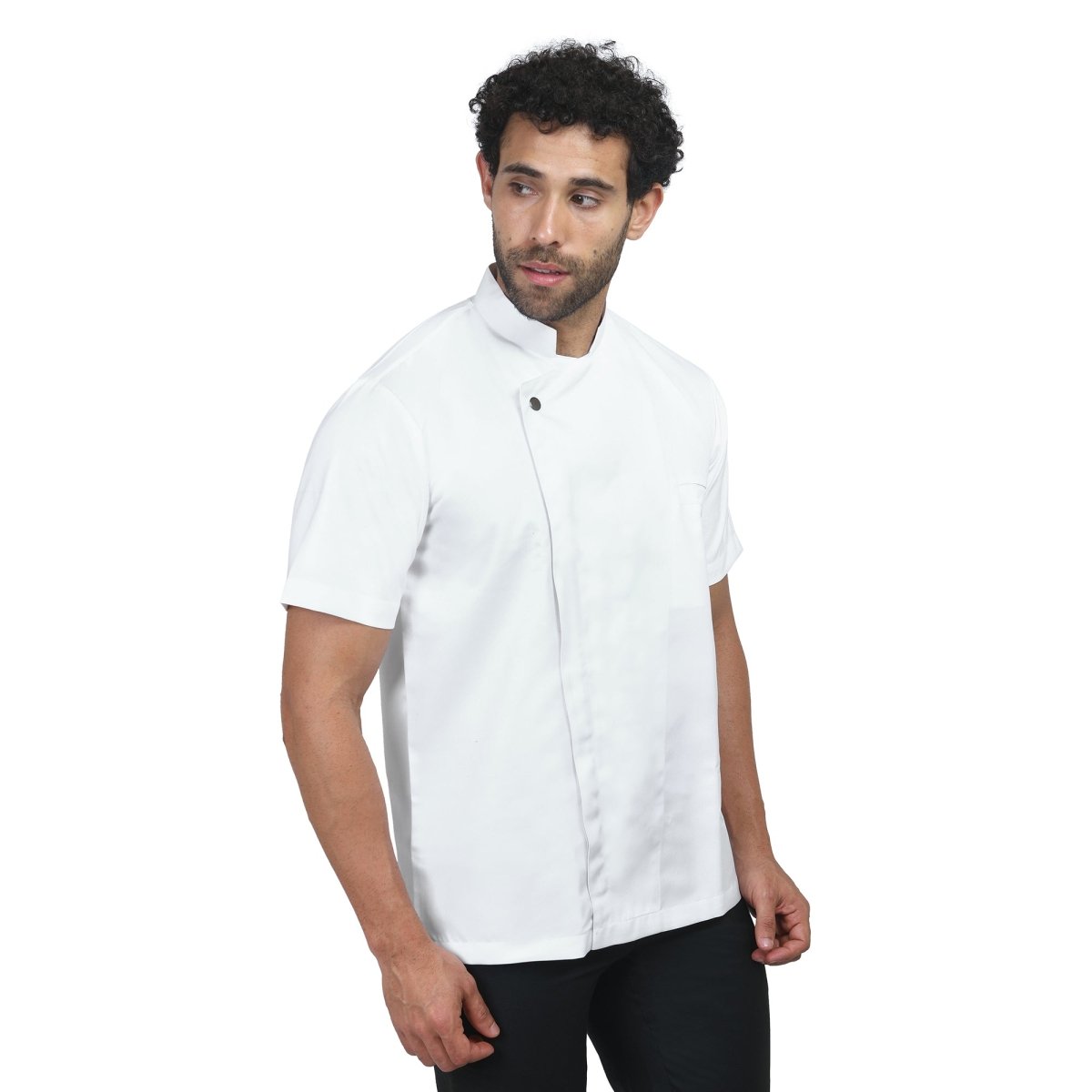 Classic Half Sleeve Zipper Chef Coat (White) - Free Embroidery - Uwears®