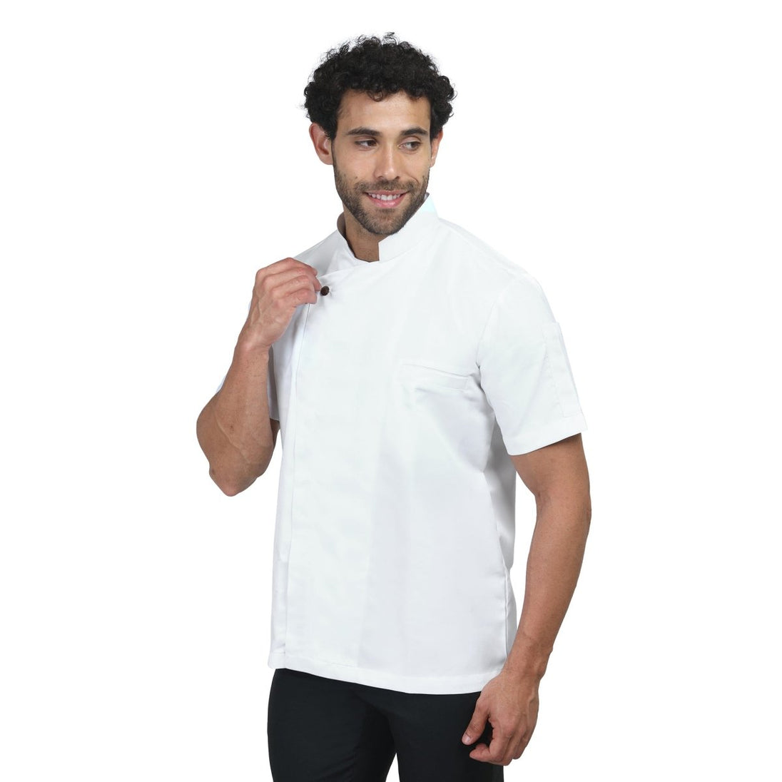 Classic Half Sleeve Zipper Chef Coat (White) - Free Embroidery - Uwears®