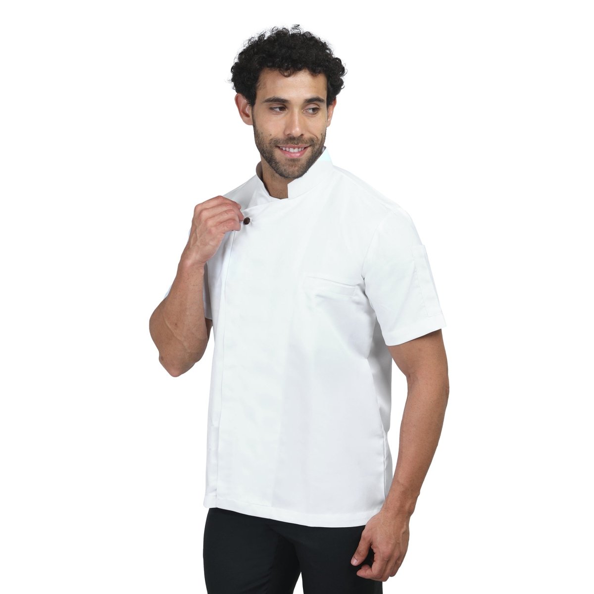 Classic Half Sleeve Zipper Chef Coat (White) - Free Embroidery - Uwears®