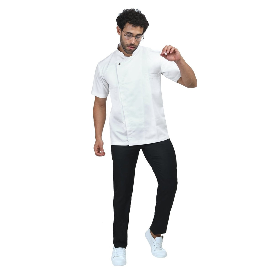 Classic Half Sleeve Zipper Chef Coat (White) - Free Embroidery - Uwears®