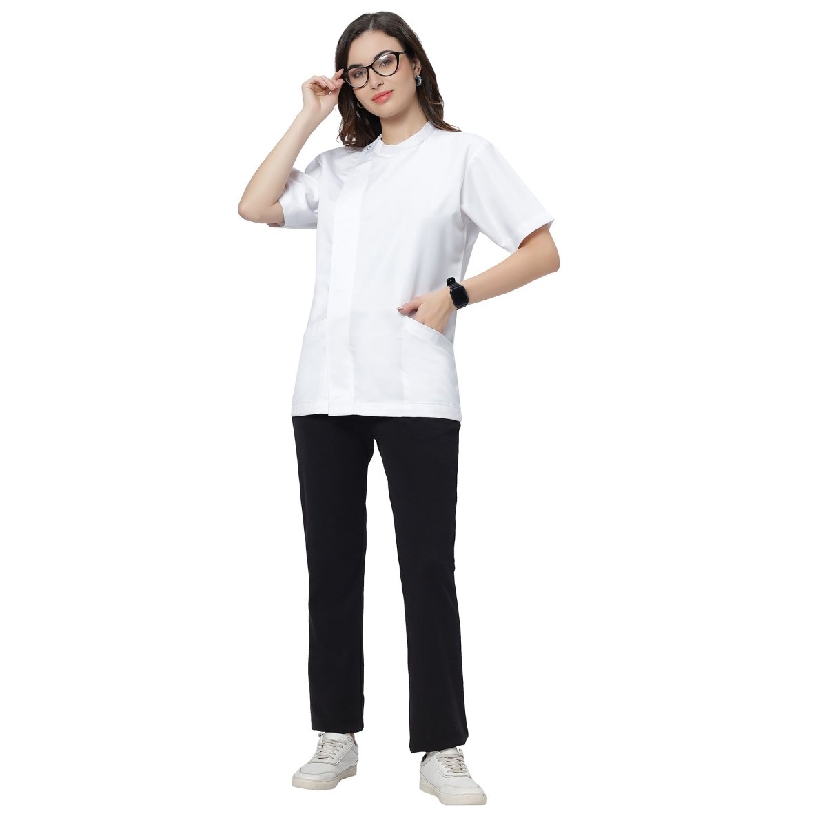 Classic Half Sleeve Zipper Chef Coat (White) - Free Embroidery - Uwears®