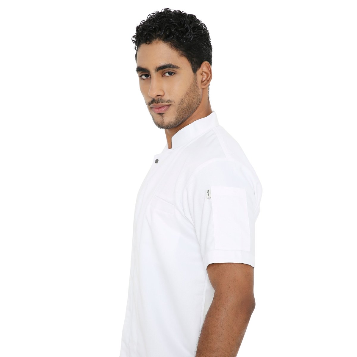 Classic Half Sleeve Zipper Chef Coat (White) - Free Embroidery - Uwears®