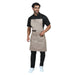 Beige kitchen apron on model — restaurant and cafe uniform India