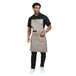 Beige kitchen apron on model — restaurant and cafe uniform India