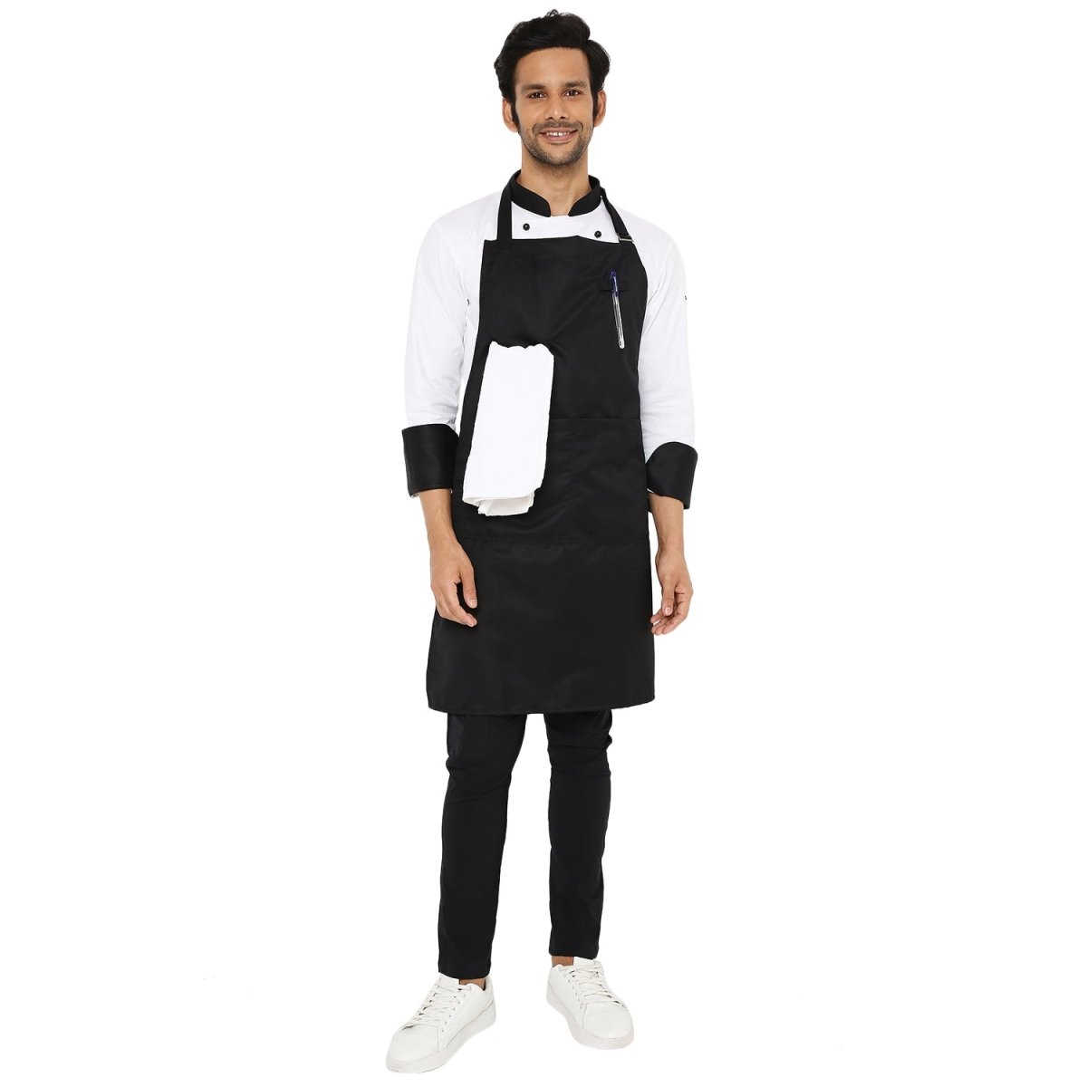 Classic Kitchen Apron (Black) - Free Embroidery - Uwears®