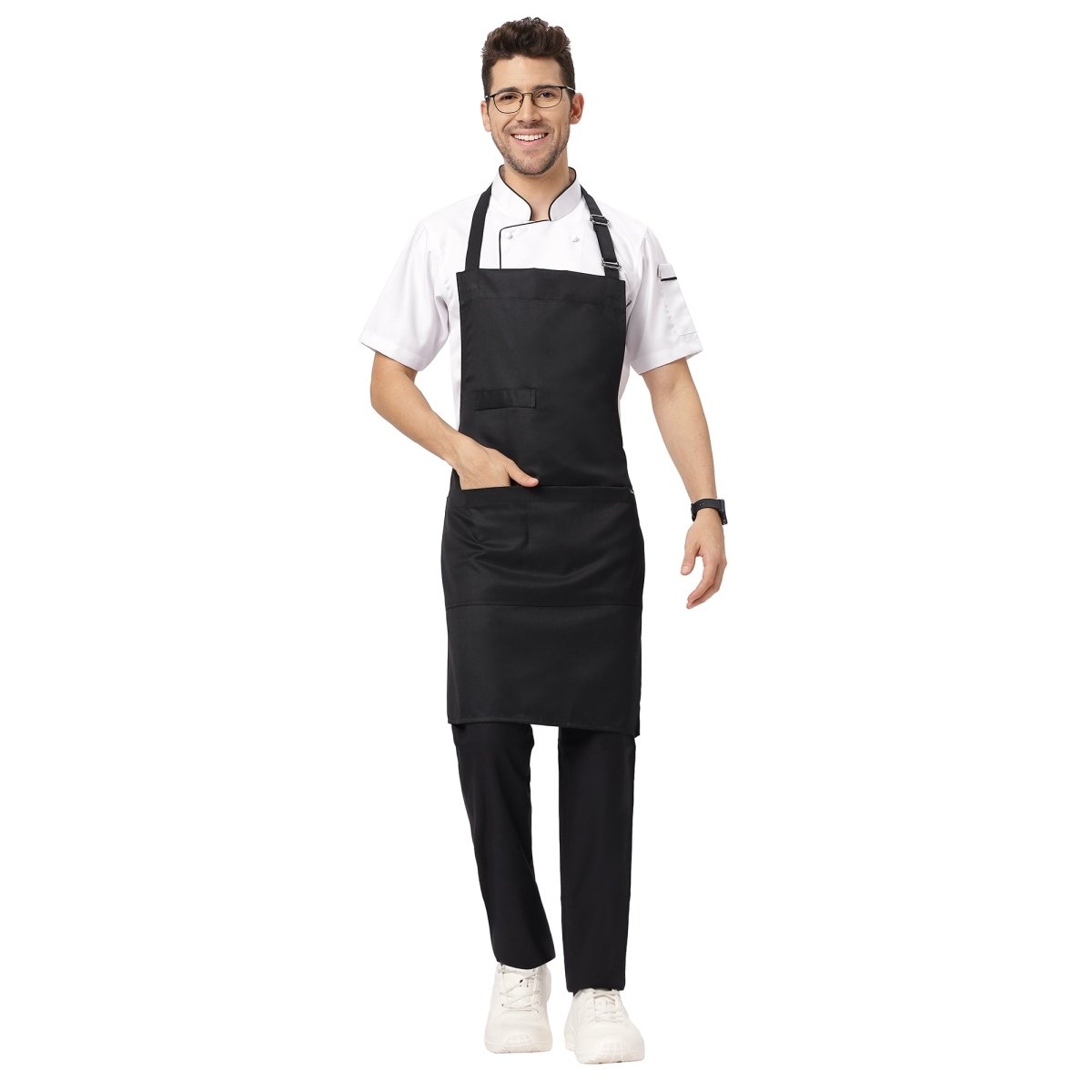 Classic Kitchen Apron (Black) - Free Embroidery - Uwears®