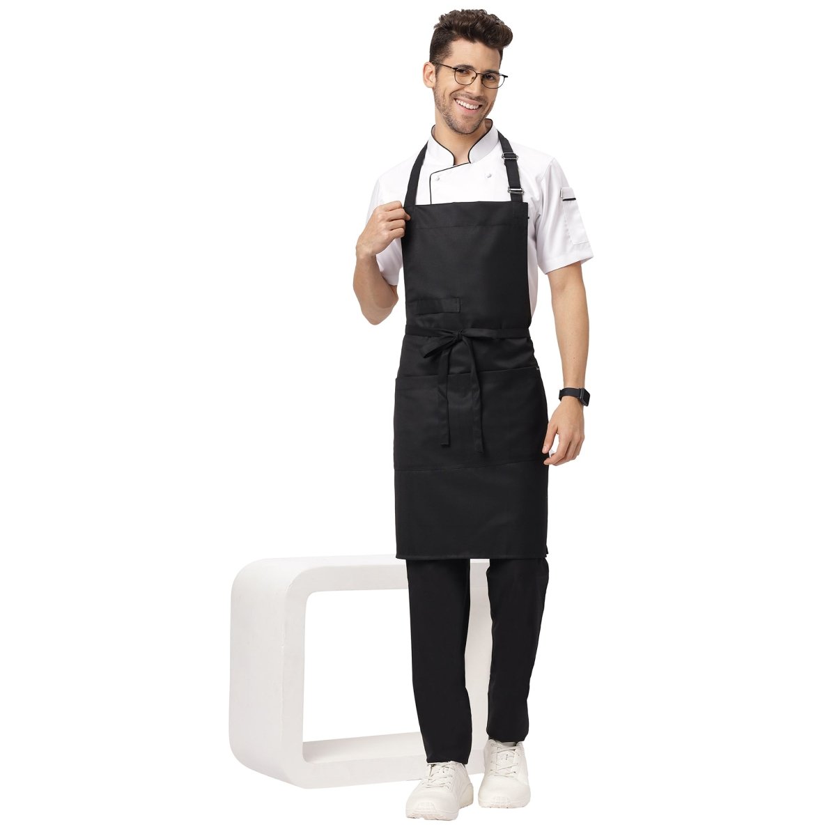Classic Kitchen Apron (Black) - Free Embroidery - Uwears®