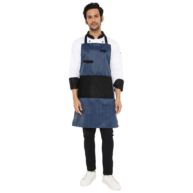 Classic Kitchen Apron (Black/Blue) - Free Embroidery - Uwears®