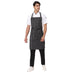 Black white stripe apron back view showing waist tie