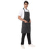 Black white stripe bib apron on model — cafe and restaurant uniform India
