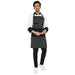 Black and white fine line kitchen apron front view — polycotton, front pocket