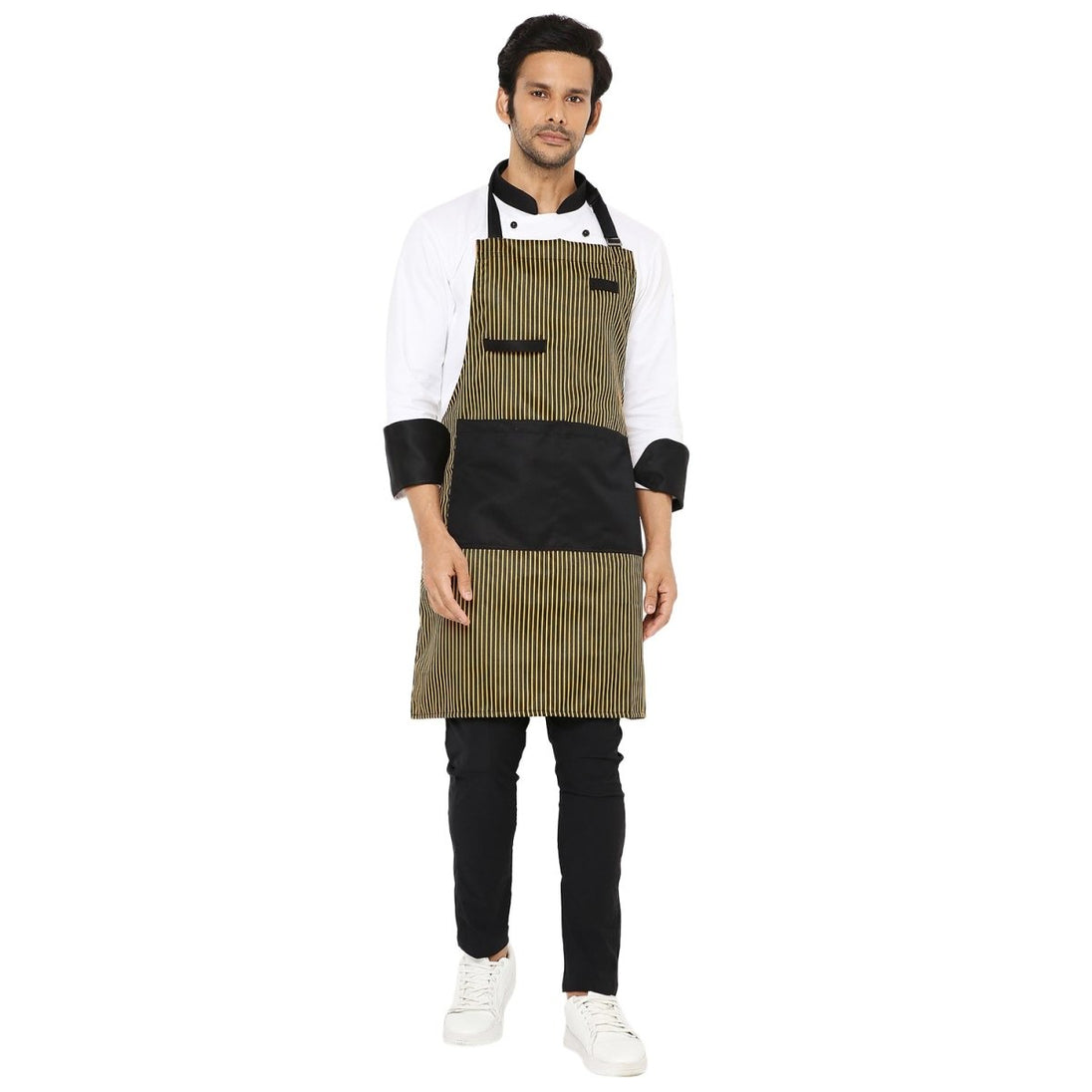 Classic Kitchen Apron (Black/Yellow) - Free Embroidery - Uwears®