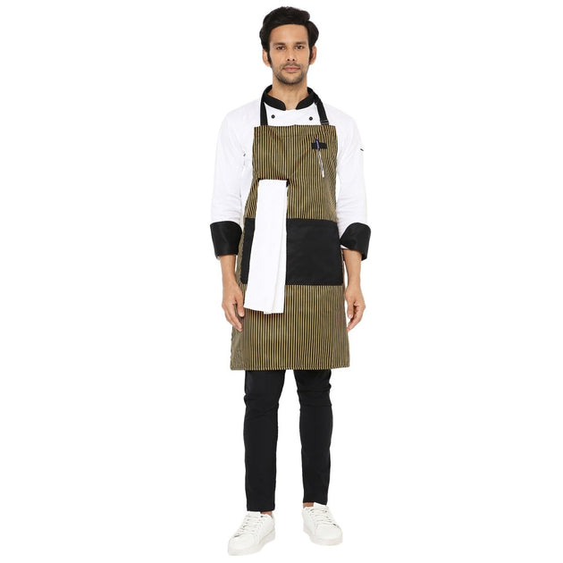 Classic Kitchen Apron (Black/Yellow) - Free Embroidery - Uwears®