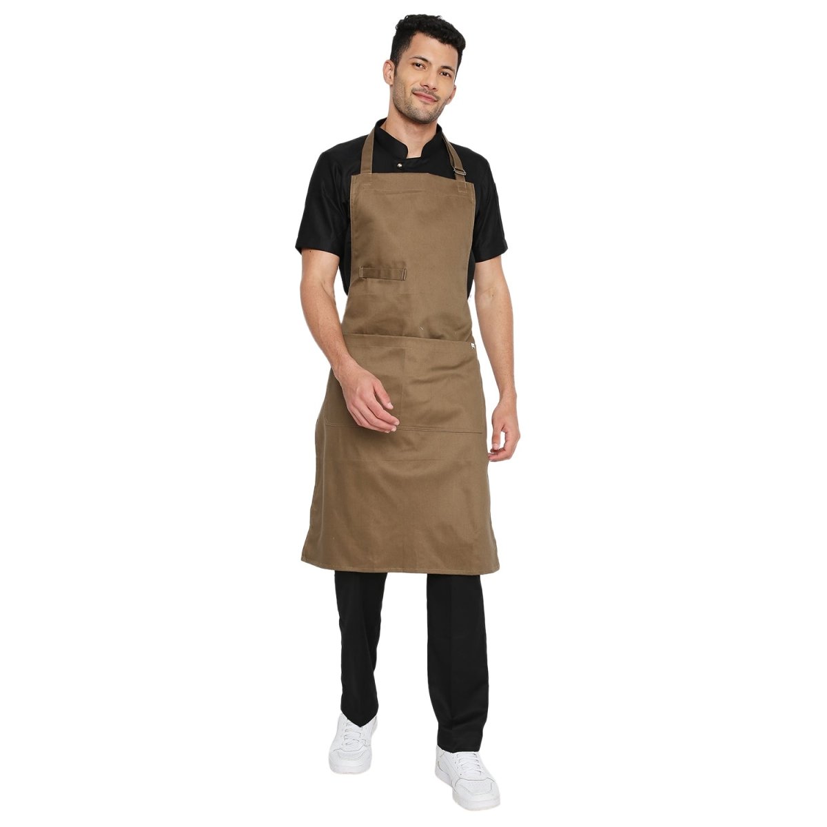 Classic Kitchen Apron (Brown) - Free Embroidery - Uwears®