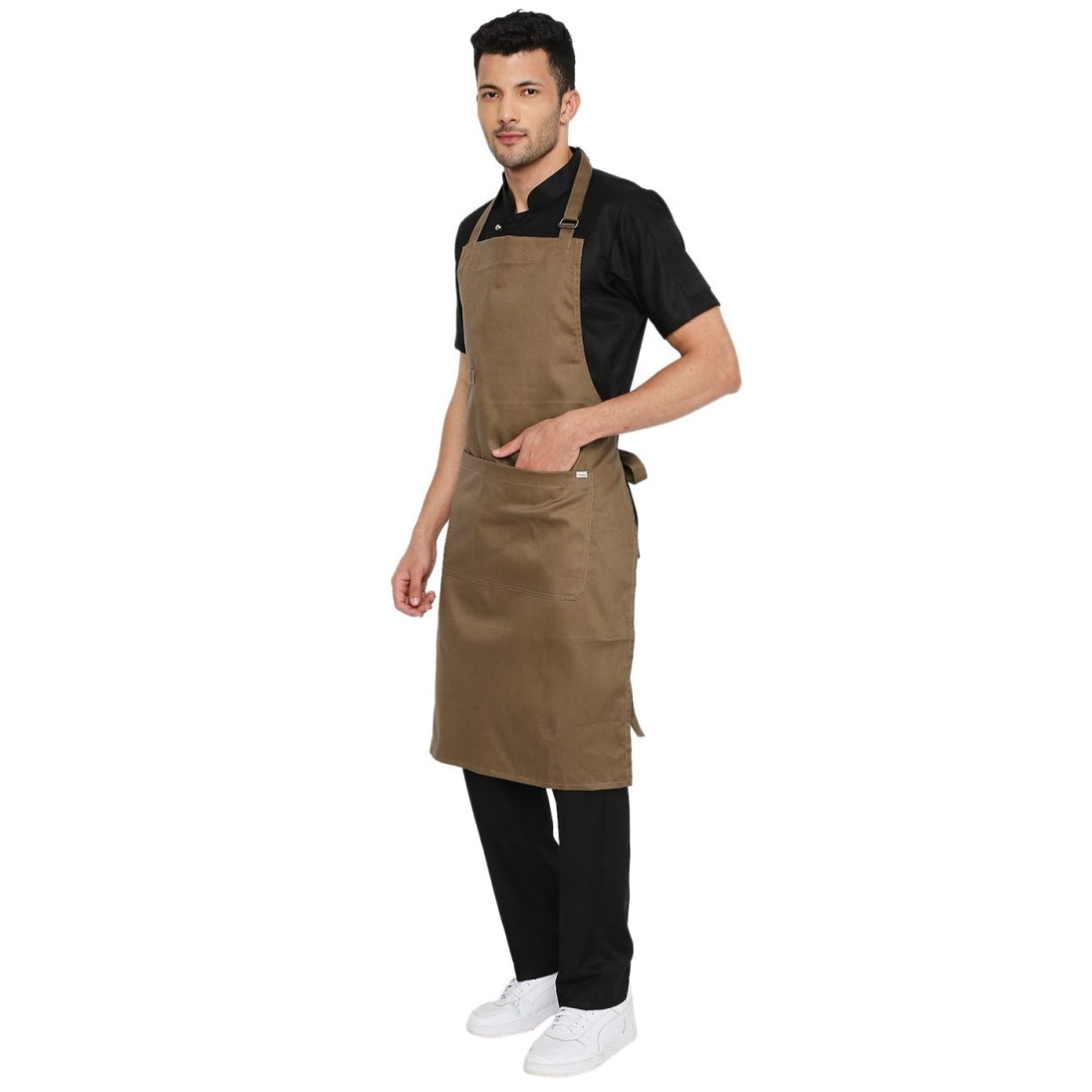 Classic Kitchen Apron (Brown) - Free Embroidery - Uwears®